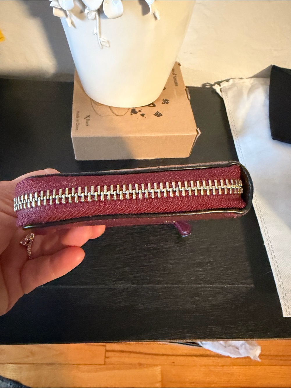 Coach Zip-Around Leather Wallet in Burgundy with Gold Hardware - Picture 5 of 11